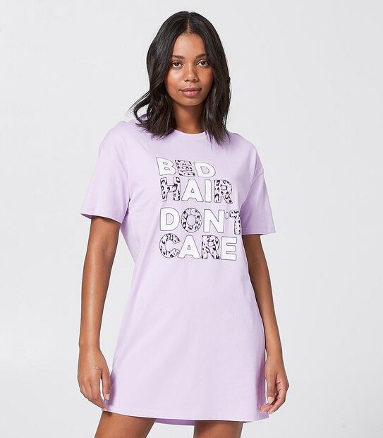 Lily Loves T-Shirt Nightie - Lilac Purple/Zebra Print