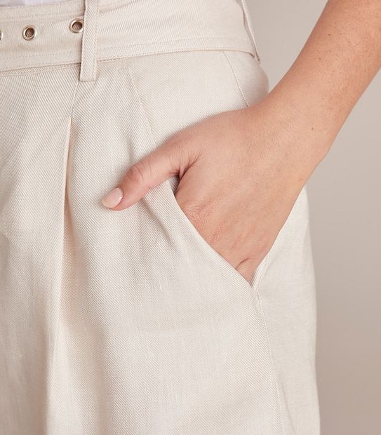 Preview Linen Blend High Waisted Belted Shorts