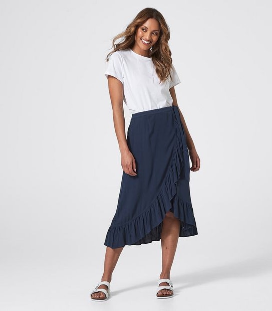 Wrap Midi Ruffle Skirt | Target Australia