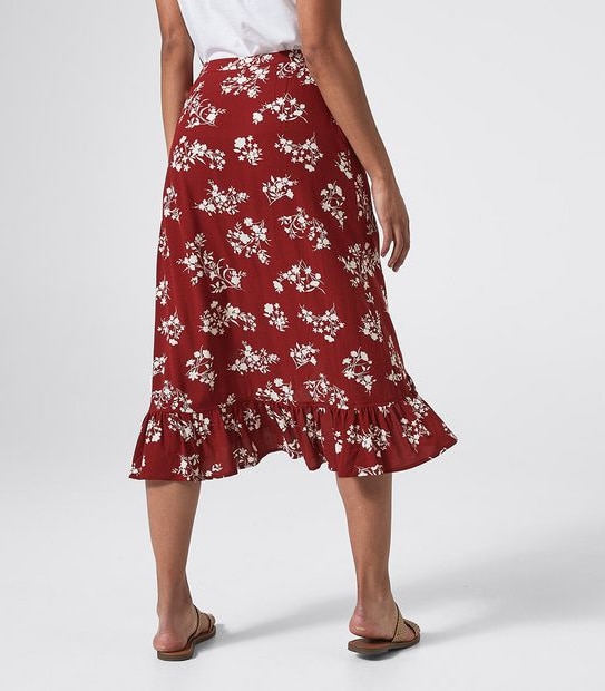 Wrap Midi Ruffle Skirt