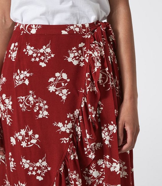 Wrap Midi Ruffle Skirt