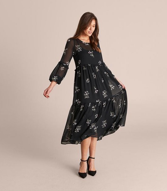 Preview Scoop Neck Frill Dress