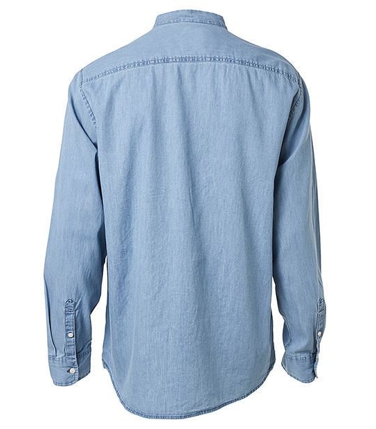 Collarless Chambray Shirt