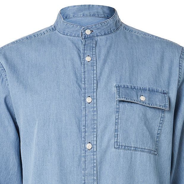 Collarless Chambray Shirt | Target 