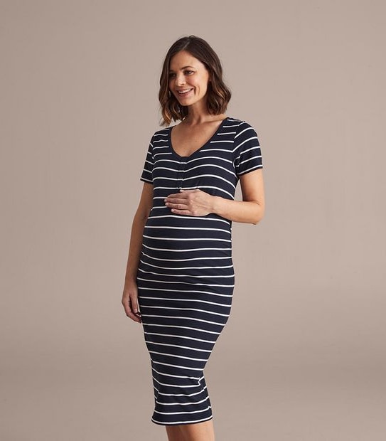 Maternity Organic Cotton Bodycon Placket Dress