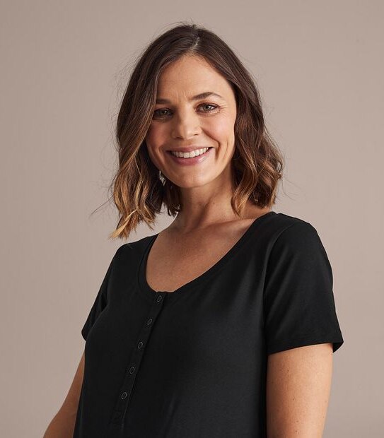 Maternity Organic Cotton Bodycon Placket Dress