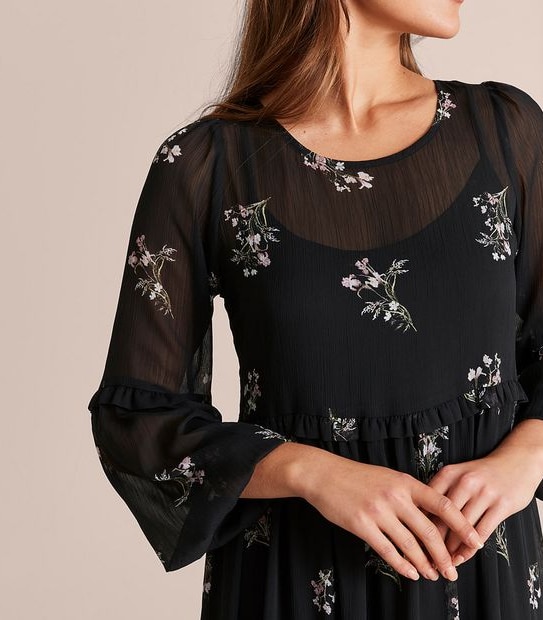 Preview Scoop Neck Frill Dress