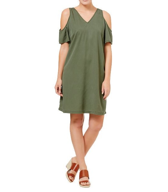 Tencel Cold Shoulder Dress