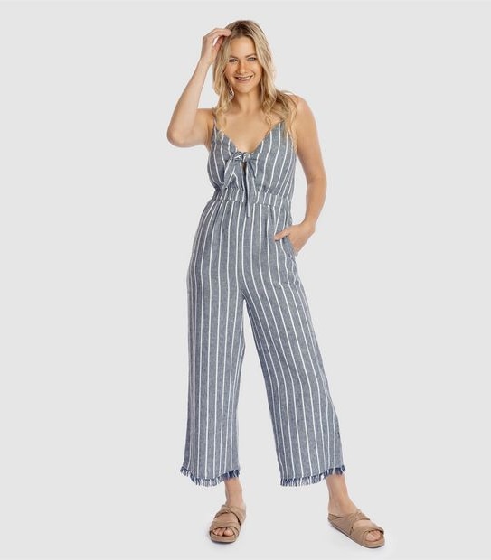 Piping Hot Tie Front Jumpsuit