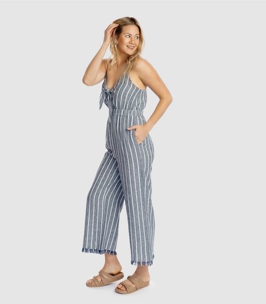 Piping Hot Tie Front Jumpsuit