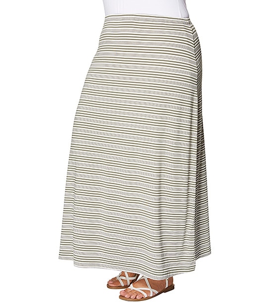 Belle Curve Stripe Maxi Skirt - Seaspray / White