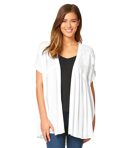 Lily Loves Embroidered Kimono - White