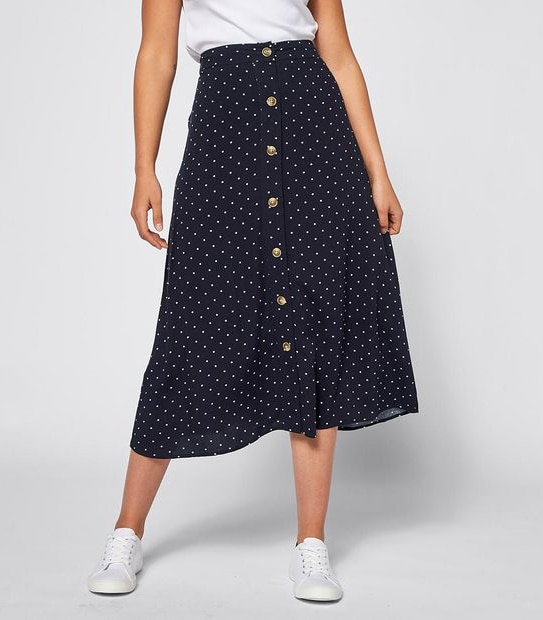 Lily Loves Spotted Button Front Maxi Skirt