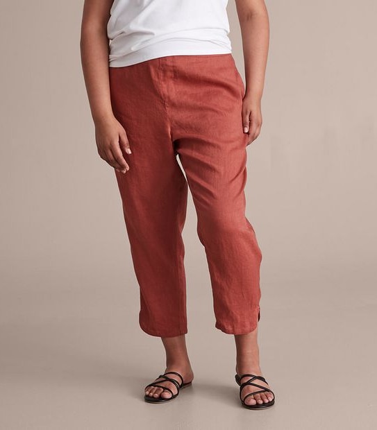 Curve Linen Curved Hem Pants