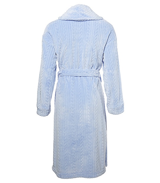 Textured Cable Dressing Gown - Blue