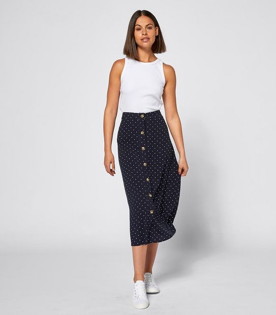 Lily Loves Spotted Button Front Maxi Skirt