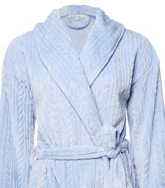 Textured Cable Dressing Gown - Blue