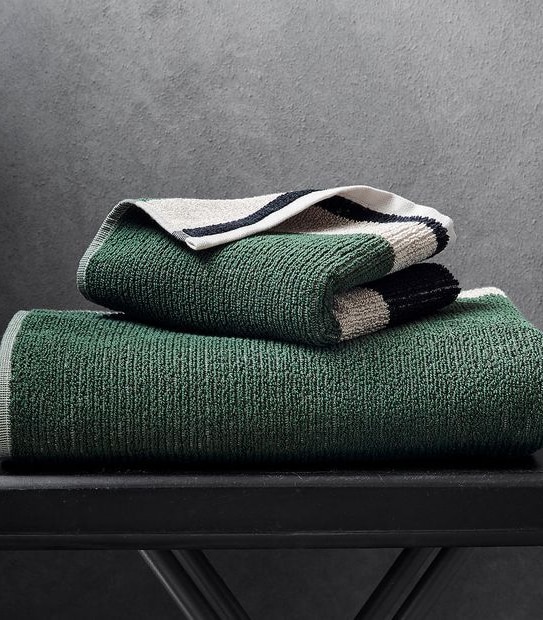 Supima Colour Block Towel Collection - Green/Beige