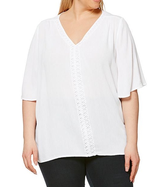 Belle Curve Flutter Sleeve Top - White 1 of 5