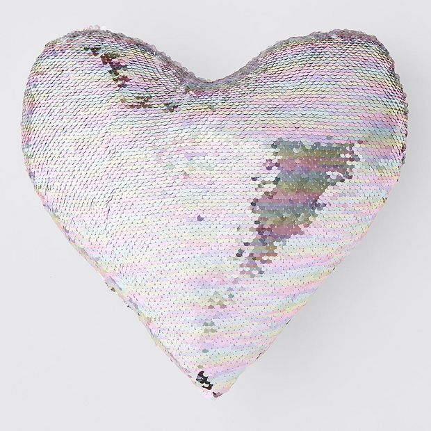 heart sequin pillow