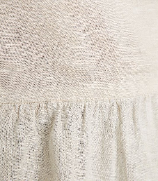 Curve European Linen 3/4 Sleeve V-Neck Blouse