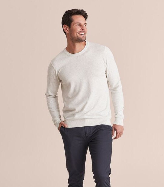 Linen Blend Knit Crew Neck Jumper