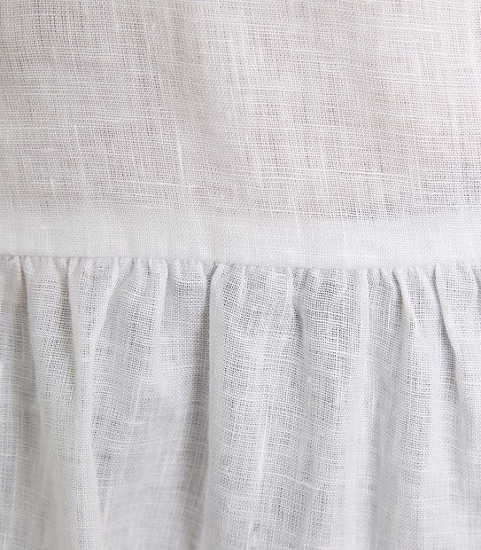 Curve European Linen 3/4 Sleeve V-Neck Blouse