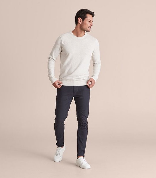 Linen Blend Knit Crew Neck Jumper