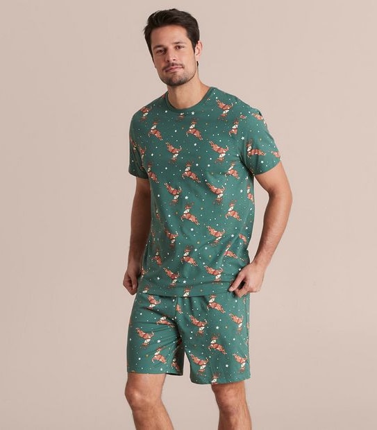 Mens Family Matching Christmas Reindeer Cotton Pyjama Set