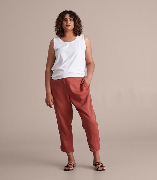 Curve Linen Curved Hem Pants