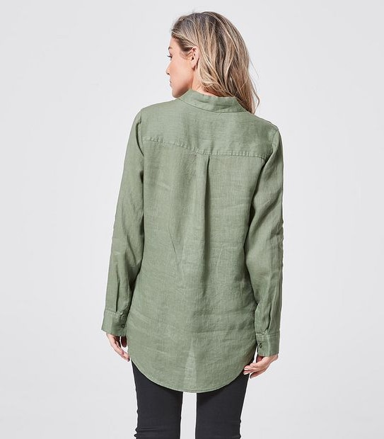 European Linen Long Sleeve Shirt - Seaspray Green | Target Australia