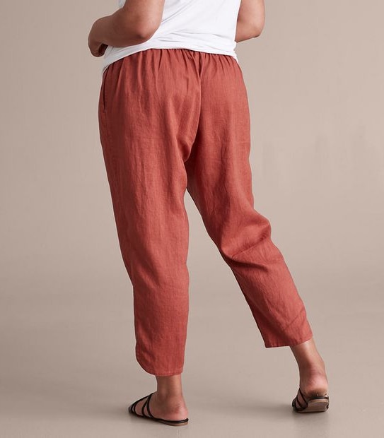 Curve Linen Curved Hem Pants