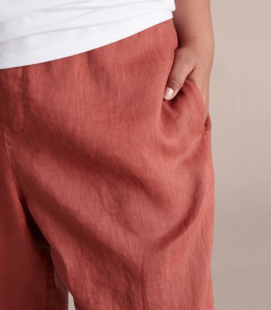 Curve Linen Curved Hem Pants