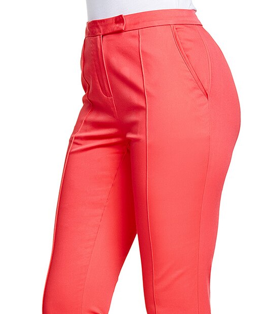 Slim Leg Sateen Pants - Pink