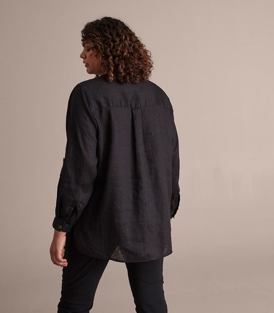 Curve Button Front Roll Sleeve Shirt