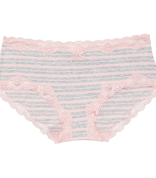 Lace Boyleg Briefs - Blush Stripes