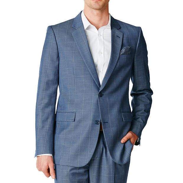 Check Suit Jacket - Slate Blue | Target Australia