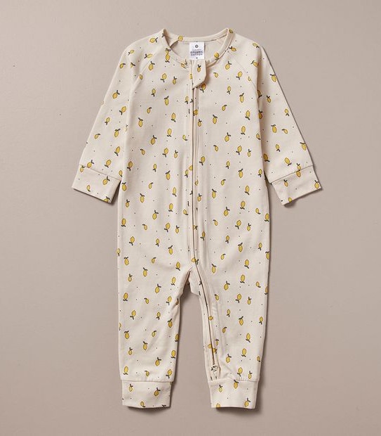 S23 258674_02 UNI ZP COVERALL FOOTLESS LEMONS CRM 3 of 6