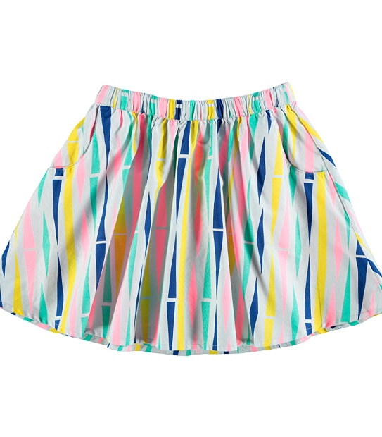 Girls' Fluoro Stripe Print A-Line Skirt