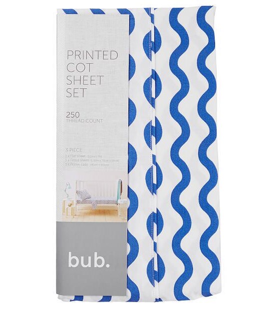 3 Piece Cot Sheet Set - Nautical Blue