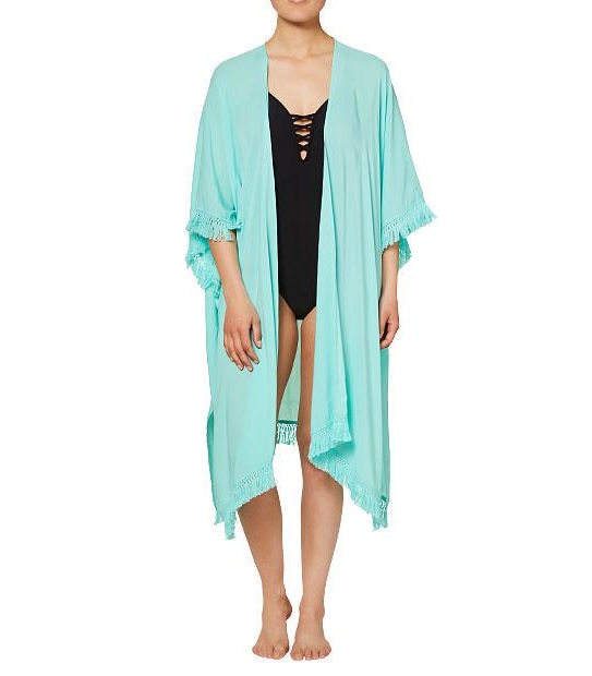 Colour Block Kimono - Aqua