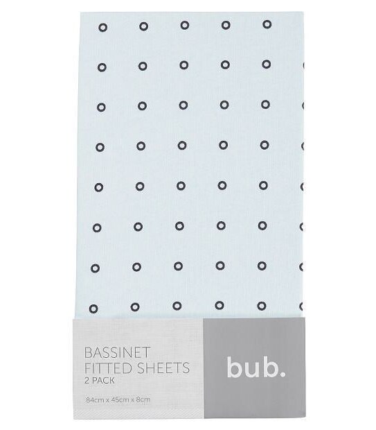 2 Pack Fitted Bassinette Sheets - Calm