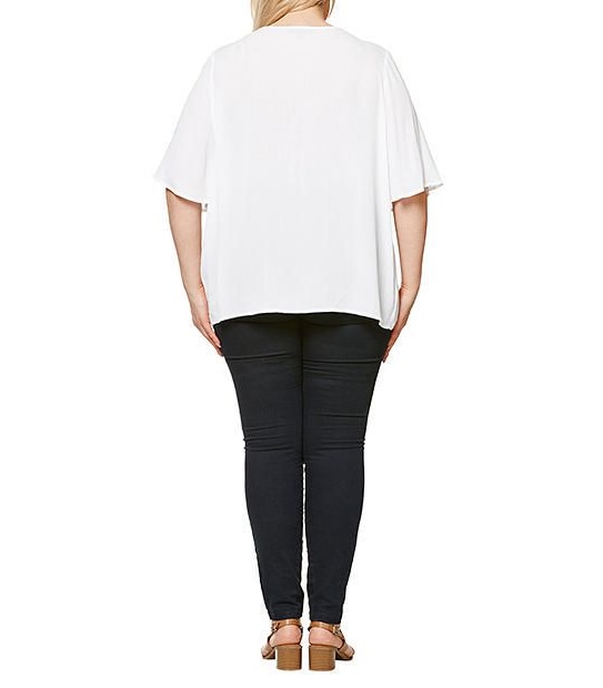 Belle Curve Flutter Sleeve Top - White 4 of 5