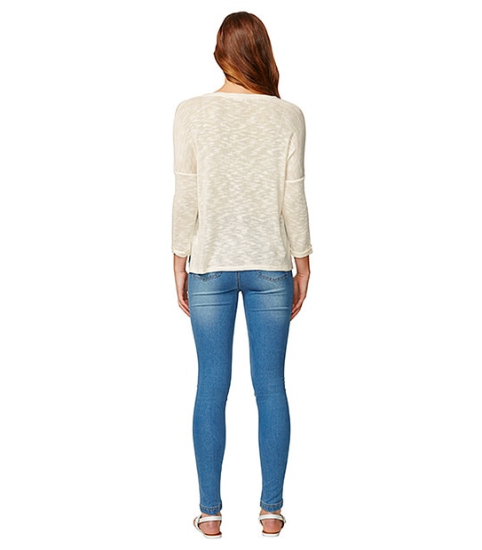 Lily Loves Drop Shoulder Knit Top - Cream