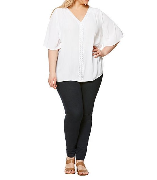Belle Curve Flutter Sleeve Top - White 5 of 5