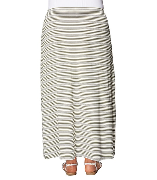 Belle Curve Stripe Maxi Skirt - Seaspray / White
