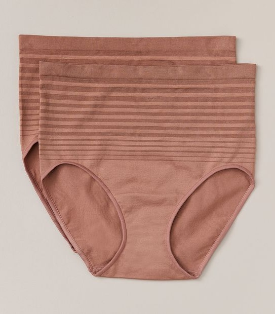 2 Pack Matte and Shine Seamfree Full Briefs - Woodblush Brown