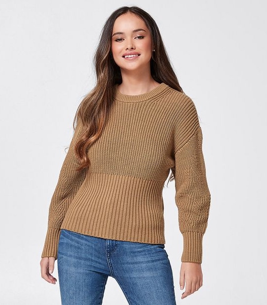 Dannii Minogue Petites Relaxed Fisherman Ribbed Jumper - Brown