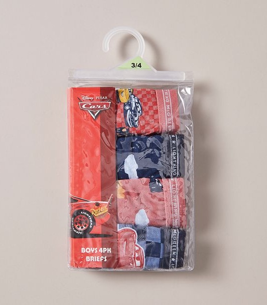 4 Pack Disney Cars Briefs