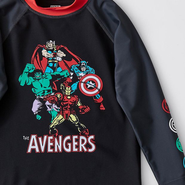 Toddler Bathing Suit Boy Marvel Kids Rash Guard Swim Shirt UPF